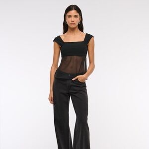 Abercrombie & Fitch Black Sheer Blouse